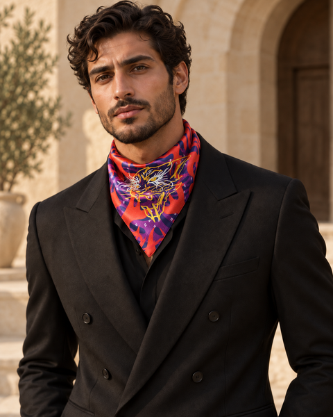 Sunset Bloom styled as a bandana by a man