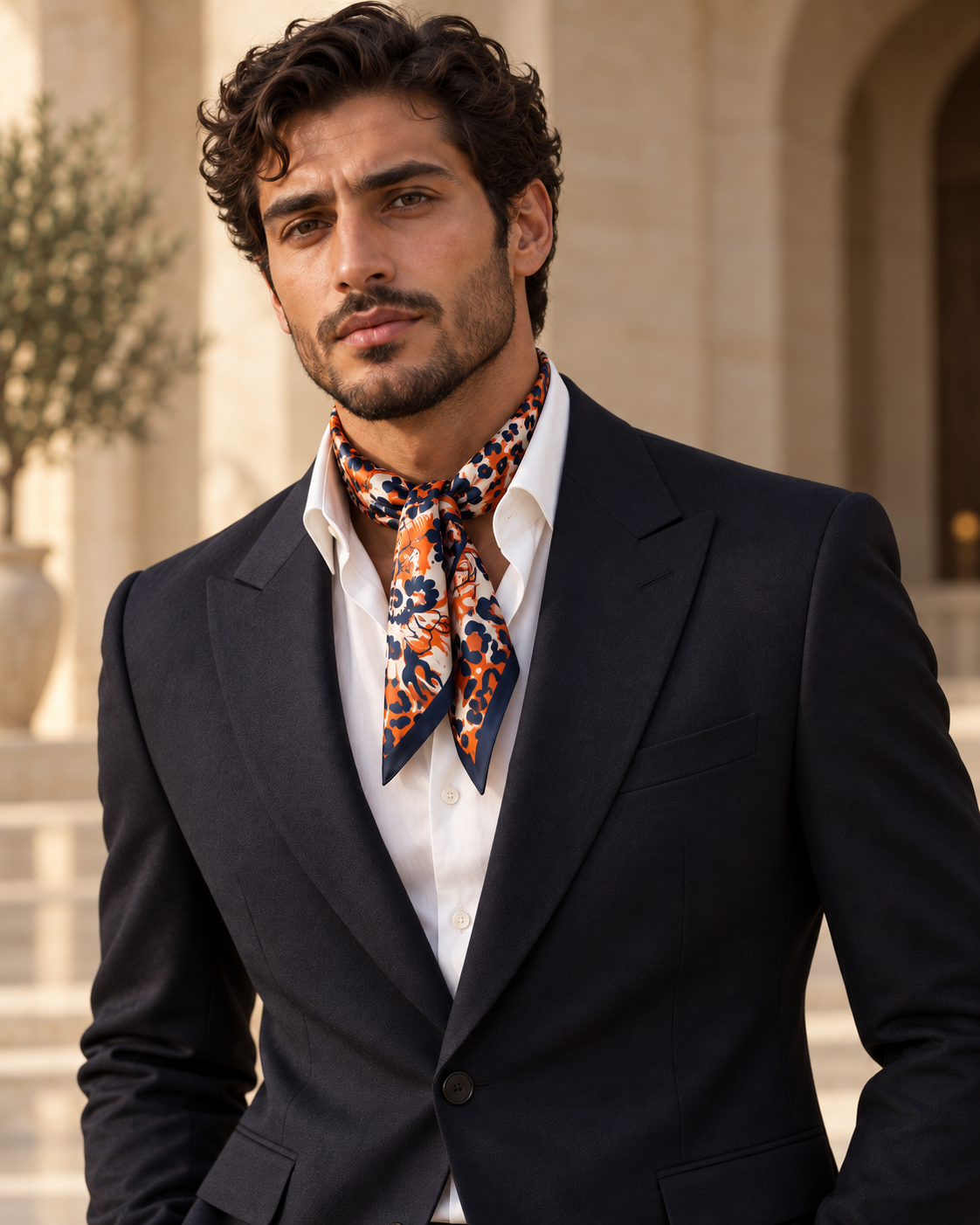 Wild Amber styled as an ascot by a man
